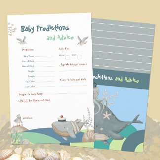 Blue Nautical Whale Baby Shower Predictions Game
