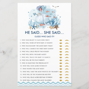 Blue Nautical Whale Er sagte, sie sagte Spiel