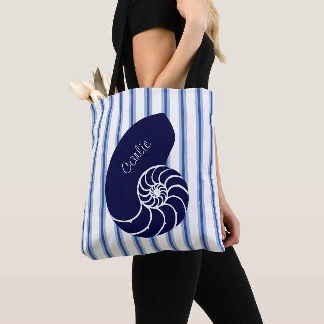 Blue Nautilus Muschel Custom Totbeutel (Von Nahem)