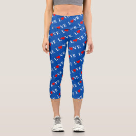 Blue Navy Blue LIEBE Elegante Stilvolle Moderne Mu Capri Leggings