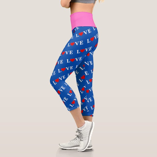 Blue Navy Blue LIEBE Elegante Stilvolle Moderne Mu Capri Leggings (Links)