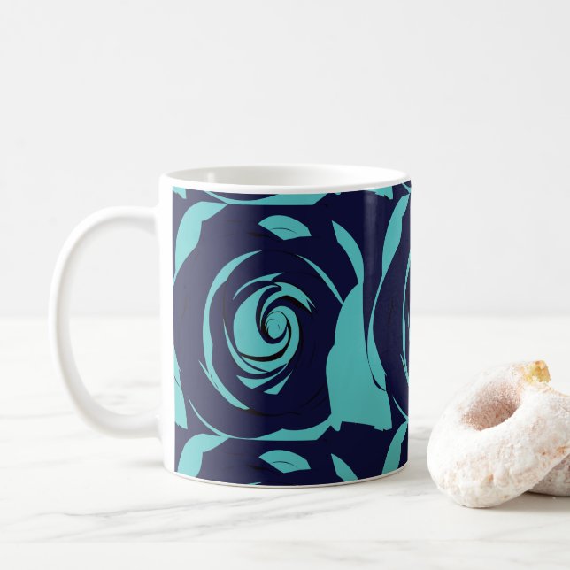 Blue Navy Blue Rose Blume Kaffeetasse (Mit Donut)