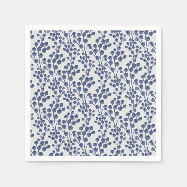 Blue Navy Botanical Serviette (Vorderseite)