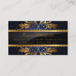 Blue Navy Glitzer Sequin Disco Glitz Business Card Visitenkarte