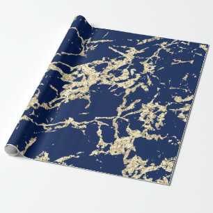 Blue Navy Gold Marmor Schlaganfall Geschenk Idee   Geschenkpapier
