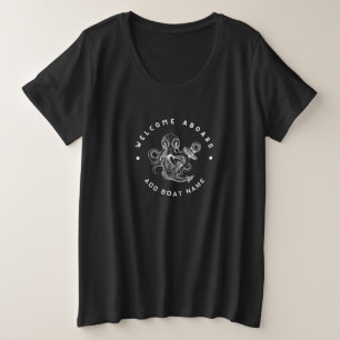 Blue Navy Nautic Anchor Yacht Club Retro-Oktopus Große Größe T-Shirt