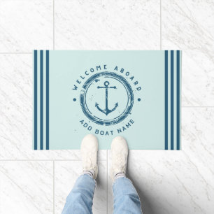 Blue Navy Nautic Anchor Yacht Club Schiff Retro Na Fußmatte