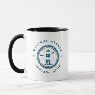 Blue Navy Nautic Anchor Yacht Club Schiff Retro Na Tasse