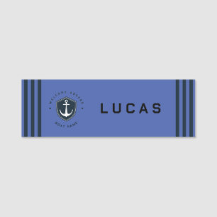 Blue Navy Nautic Anchor Yacht Club Segeln Name Namensschild