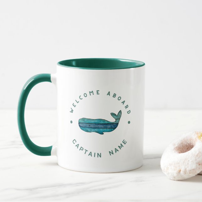 Blue Navy Nautical Anchor Yacht Club segelt Whale Tasse (Mit Donut)