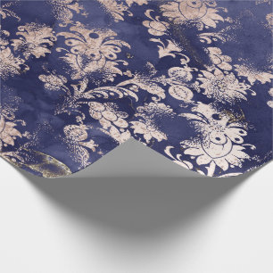 Blue Navy Rose Gold Blume Grafit Grungy Shabby Geschenkpapier