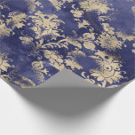 Blue Navy Sepia Gold Blume Grafit Grungy Shabby Geschenkpapier<br><div class="desc">florenceK Design grungy schimmernde schicke Verpackung</div>