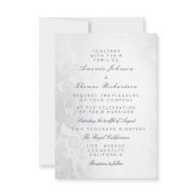 Blue Navy Silver Gray Lace Wedding Floral