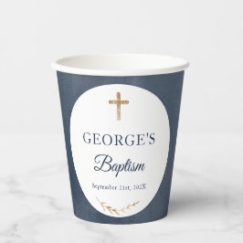 Blue Navy Taufe Religious Event Paper Cups Pappbecher