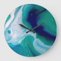 Blue Navy Türkisches Wasser Abstrakte Kunst Uhr