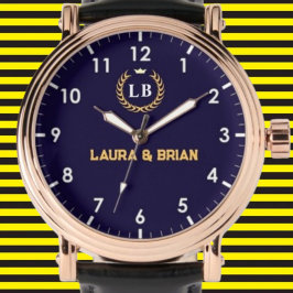 Blue navy Vintage style Monogram Armbanduhr