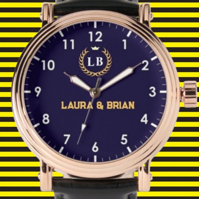 Blue navy Vintage style Monogram Armbanduhr (Von Creator hochgeladen)