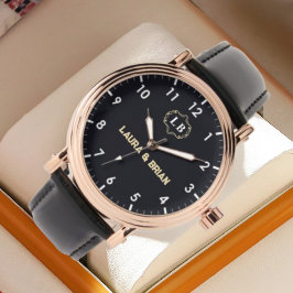 Blue navy Vintage style simple Monogram Armbanduhr