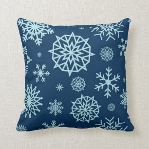 Blue Navy Winter Snowflakes Weihnachtsfeiertage Kissen