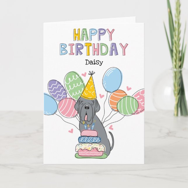 Blue Neapolitan Mastiff Birthday Karte (Vorderseite)
