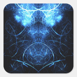 Blue Nebula Energy Fractal Art Quadratischer Aufkleber