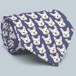 Blue Neck Tie Krawatte<br><div class="desc">Ein lustiges kleines White oder Cream French Bulldog oder Frenchie Muster auf blauem Hintergrund. Ideal für alle Hundeliebhaber, Haustierfreunde, Hundeschwanderer und Tierärzte. Originelle Kunst von Nic Squirrell.</div>