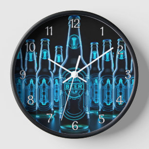 Blue Neon Beer Flaschen Uhr