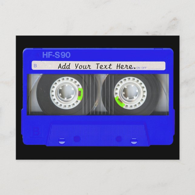 Blue Neon Cassette Tape Postkarte (Vorderseite)