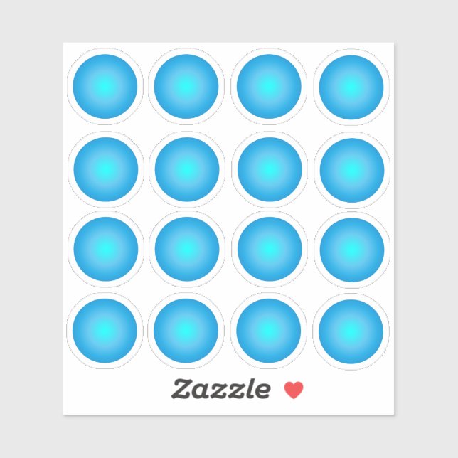 Blue Neon Circle 16 Aufkleber-Set Aufkleber (Blatt)