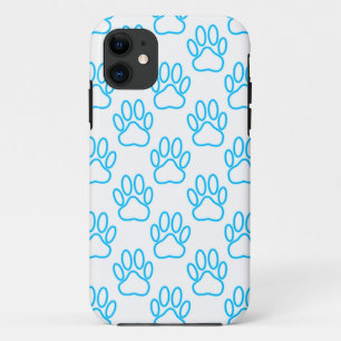 Blue Neon Dog Paw Print Pattern Case-Mate iPhone Hülle