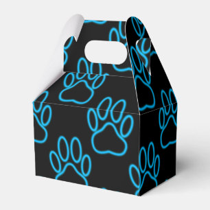 Blue Neon Dog Paw Print Pattern Geschenkschachtel