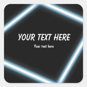 Blue Neon Glühstock Geburtstagsmarke Quadratischer Aufkleber