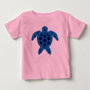 Blue Neon Lava Sea Turtle Symmetrisches Design Baby T-shirt