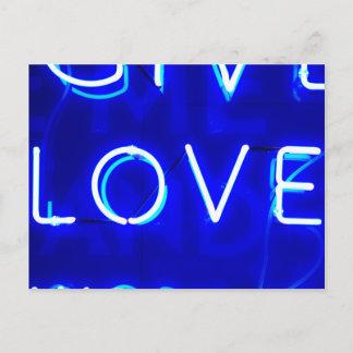 Blue Neon Liebe SIgn Postkarte