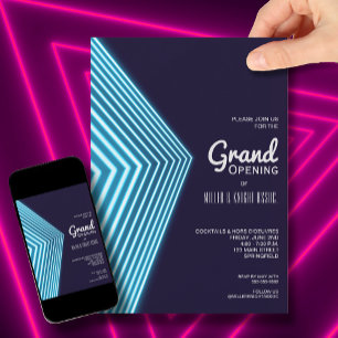 Blue Neon Lights Business Einladung