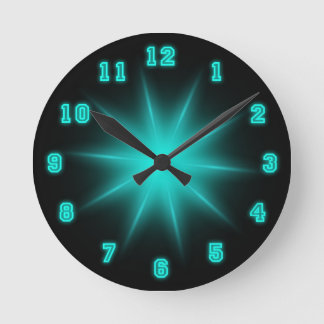 Blue Neon Star 8" Runde Wanduhr