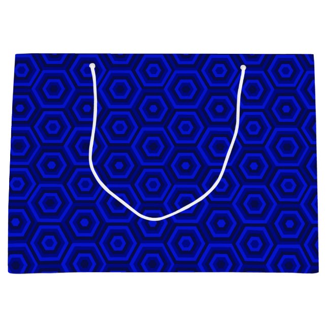Blue Nested Hexagons Large Gift Bag Große Geschenktüte (Vorderseite)