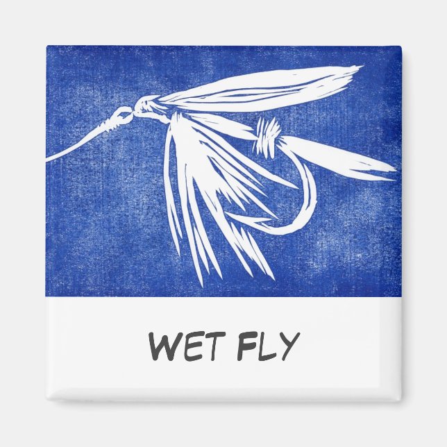 "Blue Net Fly" Flyfish Art Magnet (Vorne)