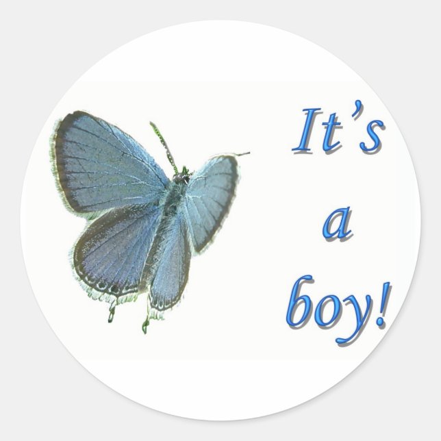 Blue New Baby Ost-Taille Es ist ein Boy Stiickers Runder Aufkleber (Vorderseite)