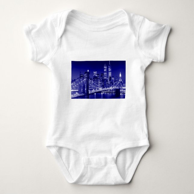 Blue New York City Night Baby Strampler (Vorderseite)