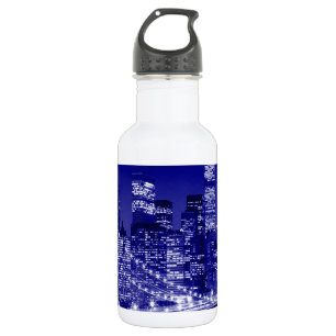 Blue New York City Night Edelstahlflasche