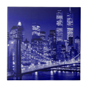 Blue New York City Night Fliese