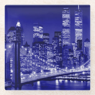 Blue New York City Night Glasuntersetzer