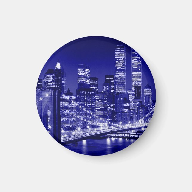 Blue New York City Night Magnet (Vorne)