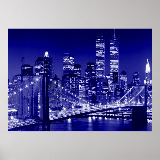 Blue New York City Night Poster (Vorne)