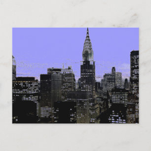 Blue New York City Night Postkarte