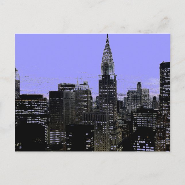Blue New York City Night Postkarte (Vorderseite)