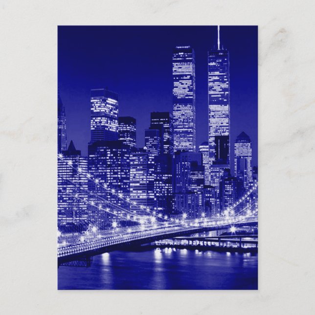 Blue New York City Night Postkarte (Vorderseite)