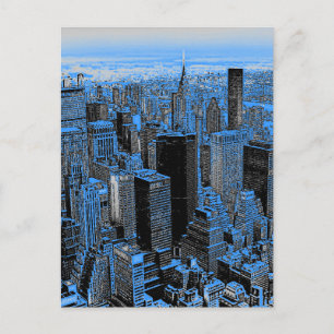 Blue New York City Night Postkarte
