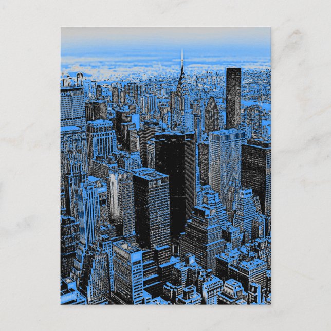 Blue New York City Night Postkarte (Vorderseite)